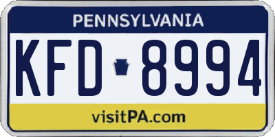 PA license plate KFD8994