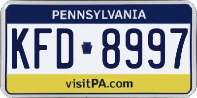 PA license plate KFD8997