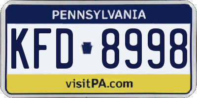 PA license plate KFD8998