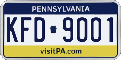 PA license plate KFD9001