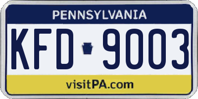 PA license plate KFD9003