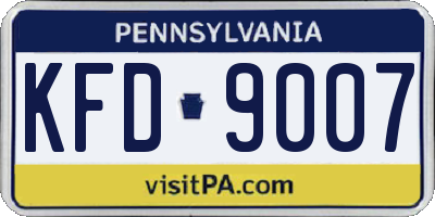 PA license plate KFD9007