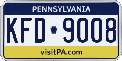 PA license plate KFD9008