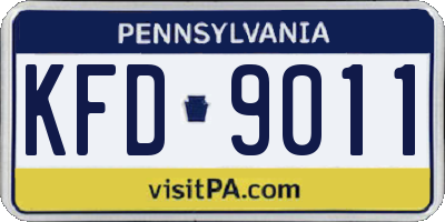 PA license plate KFD9011