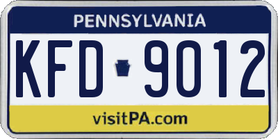 PA license plate KFD9012