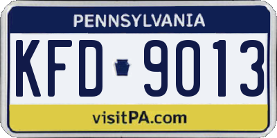 PA license plate KFD9013