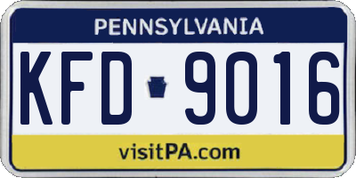 PA license plate KFD9016
