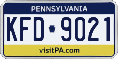 PA license plate KFD9021