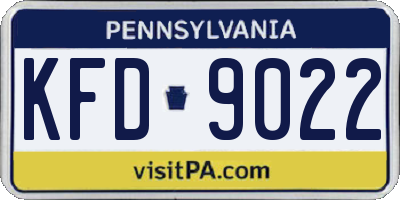 PA license plate KFD9022