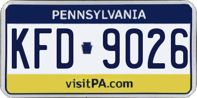 PA license plate KFD9026