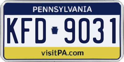 PA license plate KFD9031