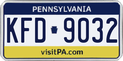 PA license plate KFD9032