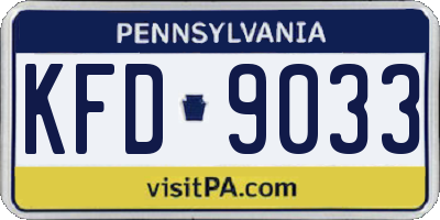 PA license plate KFD9033