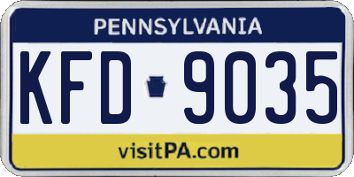 PA license plate KFD9035