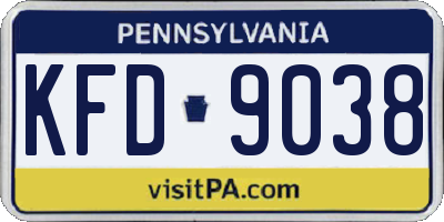 PA license plate KFD9038