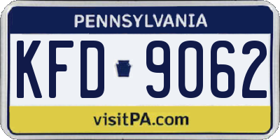 PA license plate KFD9062