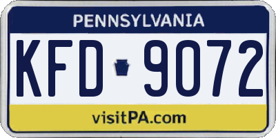 PA license plate KFD9072