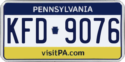 PA license plate KFD9076