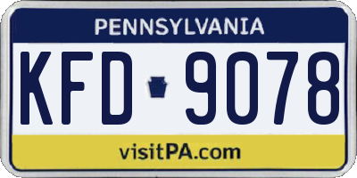 PA license plate KFD9078