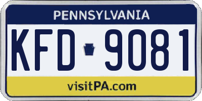PA license plate KFD9081