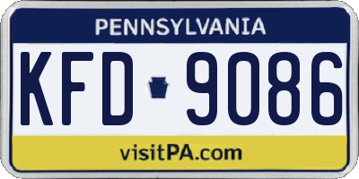 PA license plate KFD9086