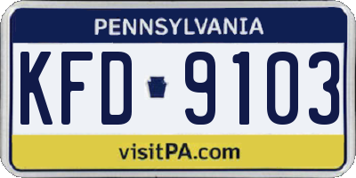 PA license plate KFD9103