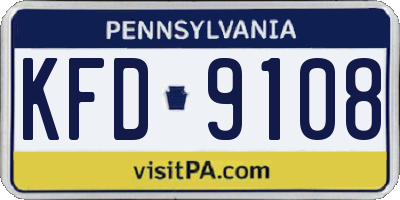 PA license plate KFD9108