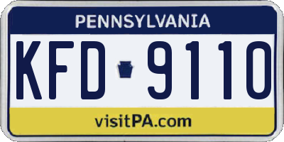 PA license plate KFD9110