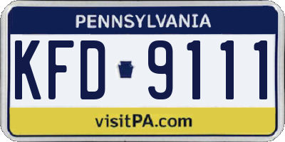 PA license plate KFD9111