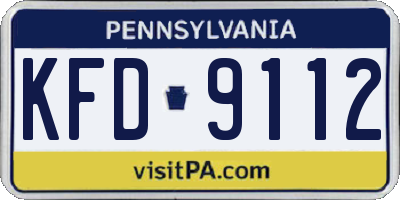 PA license plate KFD9112