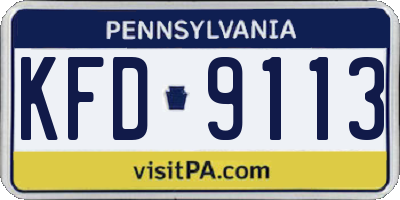 PA license plate KFD9113