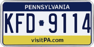 PA license plate KFD9114