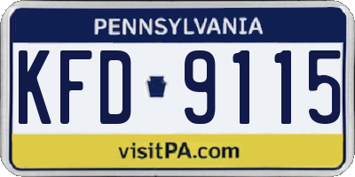 PA license plate KFD9115
