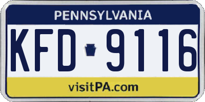 PA license plate KFD9116