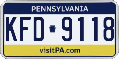 PA license plate KFD9118
