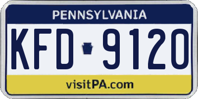 PA license plate KFD9120