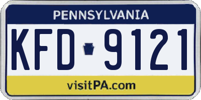 PA license plate KFD9121