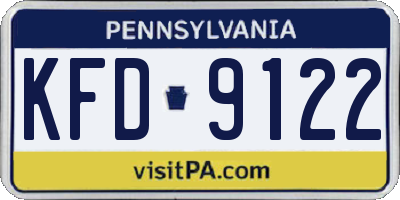 PA license plate KFD9122