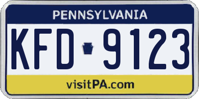 PA license plate KFD9123