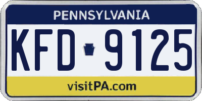 PA license plate KFD9125