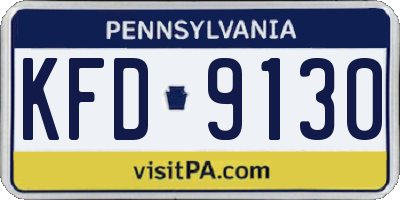 PA license plate KFD9130