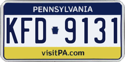 PA license plate KFD9131