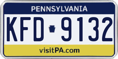 PA license plate KFD9132