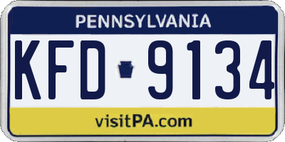 PA license plate KFD9134