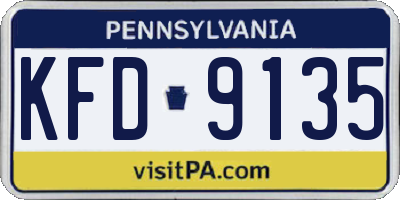 PA license plate KFD9135