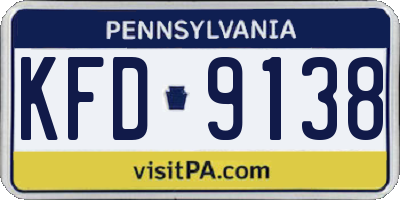 PA license plate KFD9138