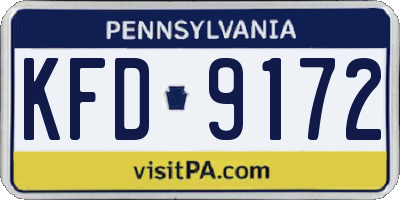 PA license plate KFD9172