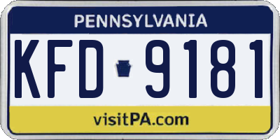 PA license plate KFD9181