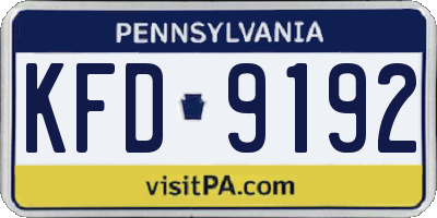 PA license plate KFD9192