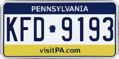 PA license plate KFD9193